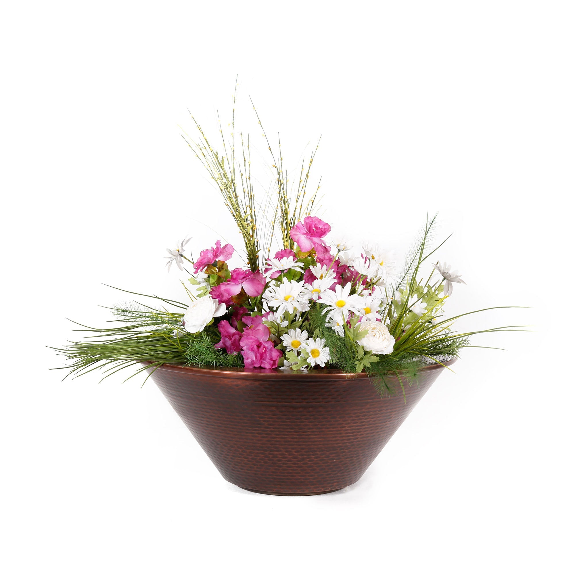 The Outdoor Plus Cazo Hammered Copper Planter Bowl.