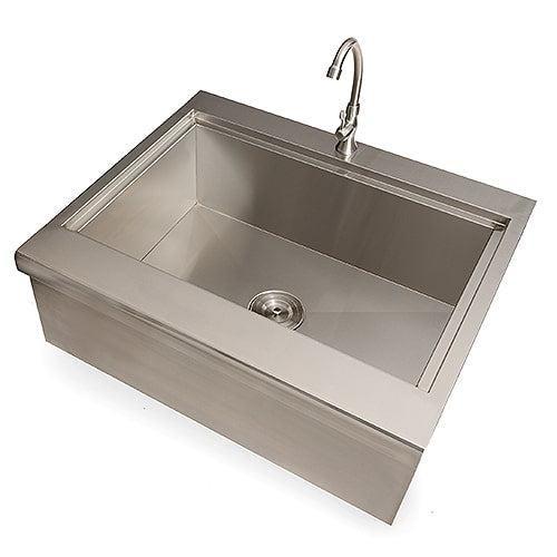 Coyote 30" Stainless Steel Farmhouse Sink With Drain, Faucet, Strainer & Cover - CFHSINK.