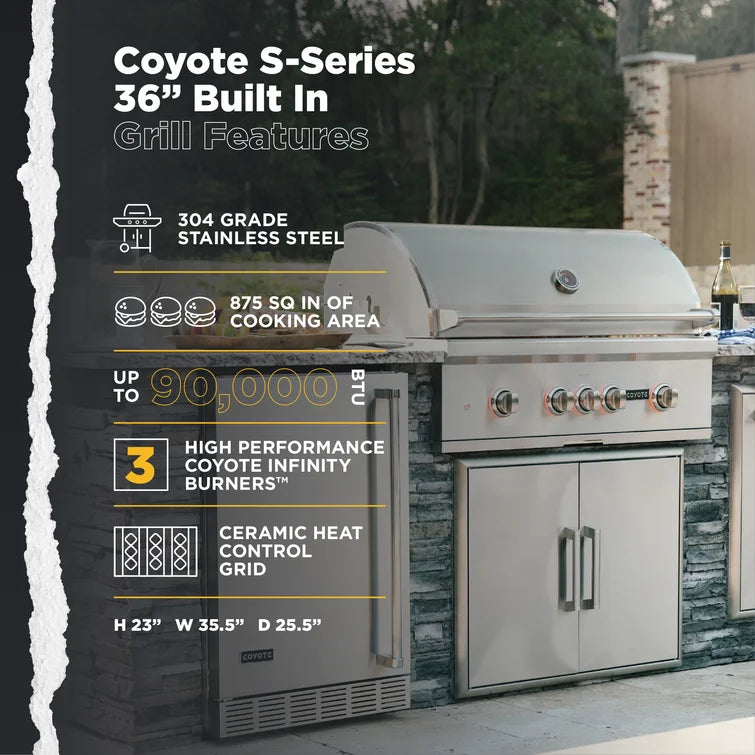 Coyote  S-Series  36-Inch Built-In Gas Grill - C2SL36 LP/NG.