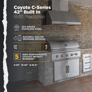 Coyote C-Series 42 inch Built In Gas Grill - C2C42 LP/NG.