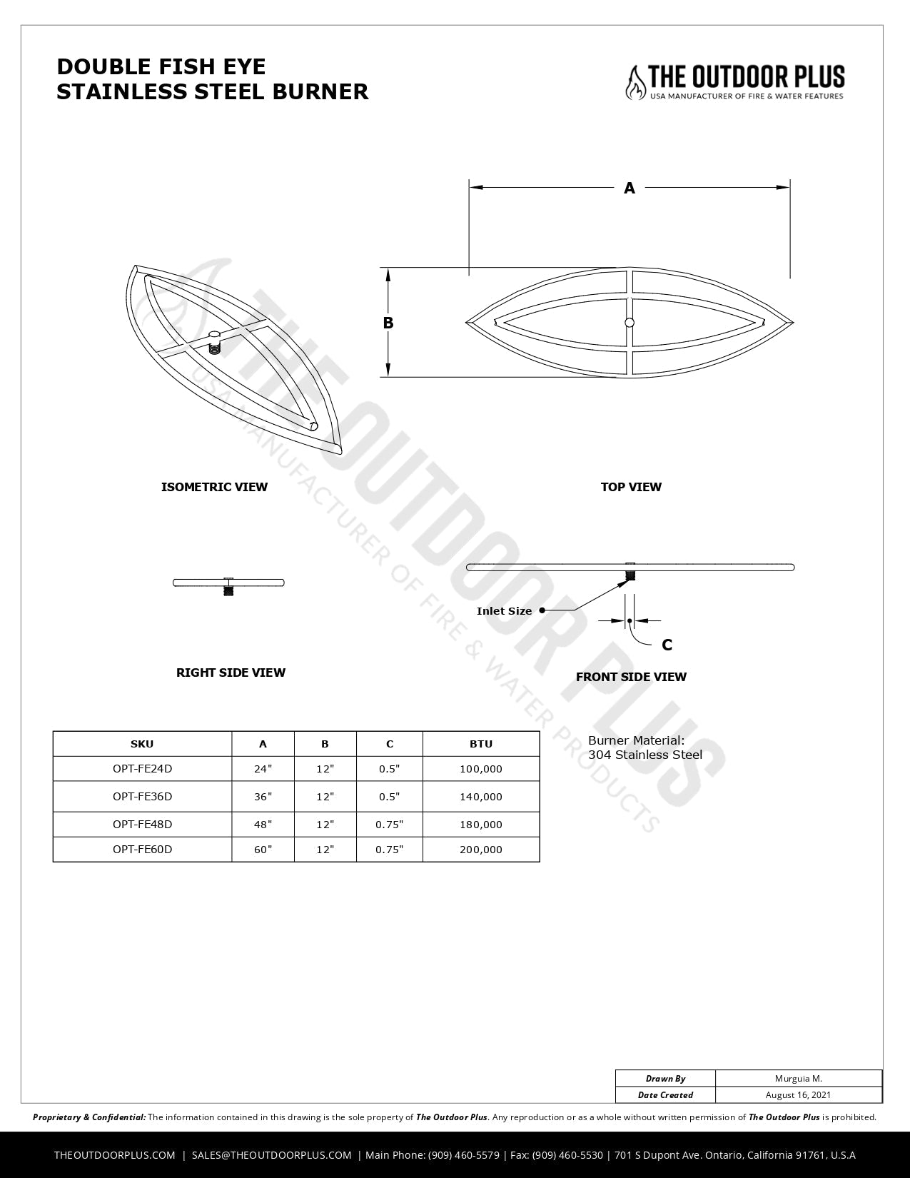 Double Fish Eye Stainless Steel Burner by The Outdoor Plus.