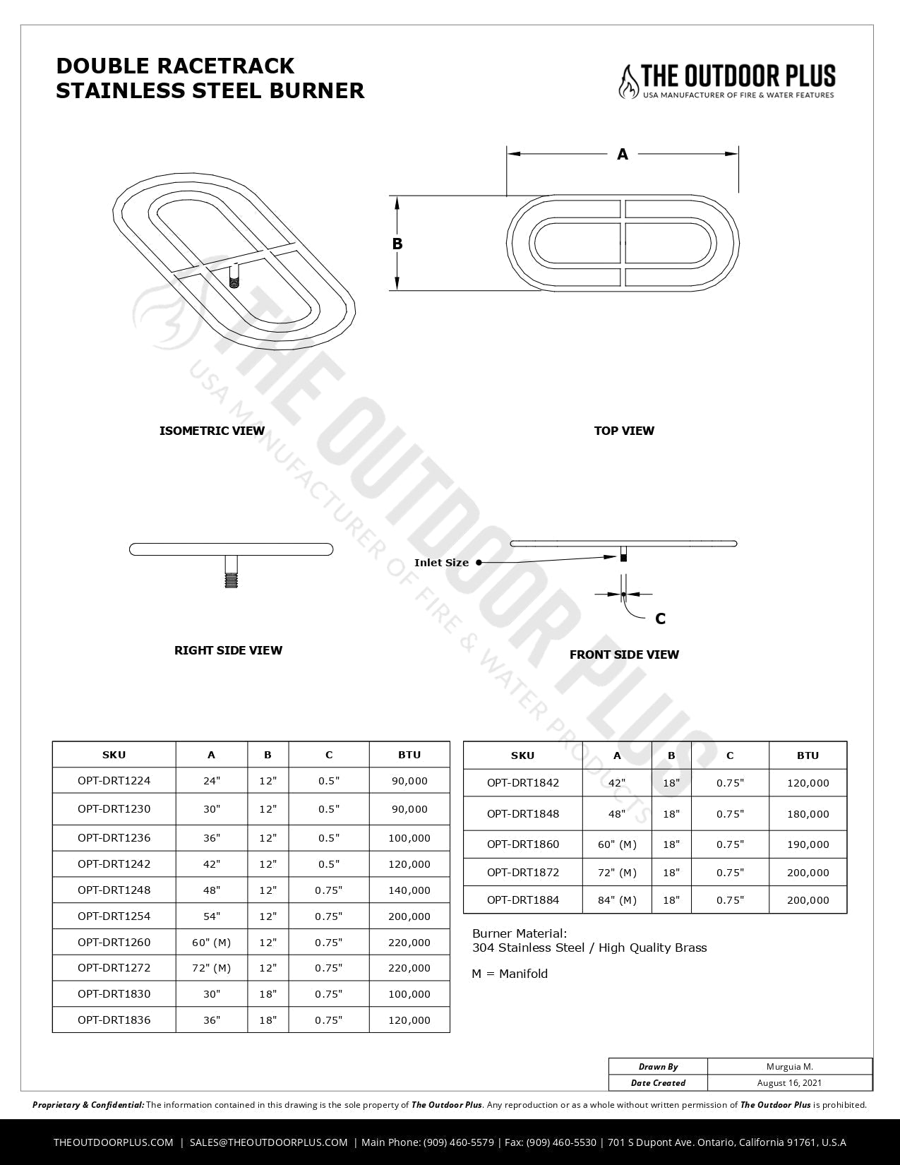 Double Racetrack Stainless Steel Burner by The Outdoor Plus.