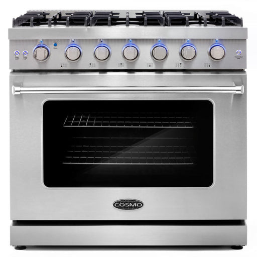 Cosmo Commerical 36" 6.0 cu. ft. Gas Range with Convection Oven in Stainless Steel with Storage Drawer, COS-EPGR366