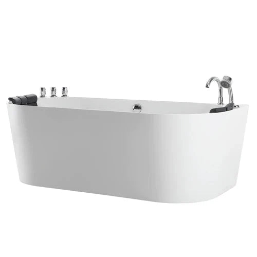 Empava 59 in. Freestanding Oval Jetted Hydromassage Bathtub in White Acrylic (59AIS06).