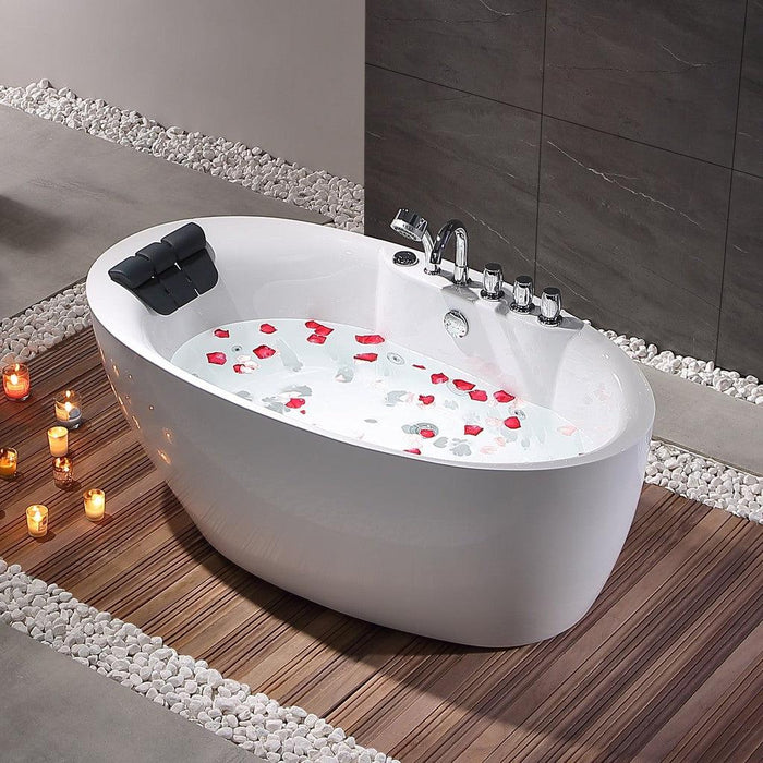 Empava 59 in. Oval Freestanding Jetted Bathtub in White Acrylic (59AIS12)