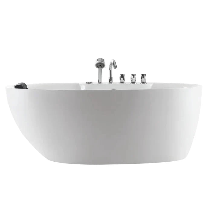 Empava 59 in. Oval Freestanding Jetted Bathtub in White Acrylic (59AIS12).