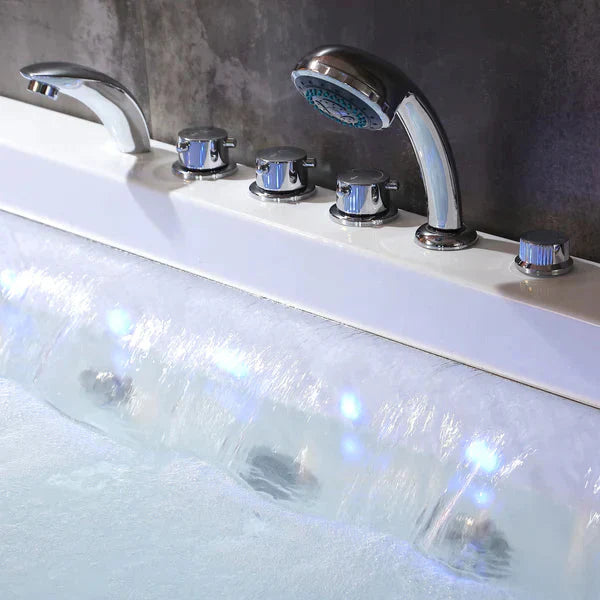 Empava 67 in. Rectangular Jetted Massage and Waterfall Bathtub (67JT351LED)