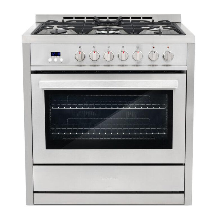 Cosmo Commercial 36" 3.8 cu. ft. Dual Fuel Range with Convection Oven and Storage Drawer, COS-F965NF.