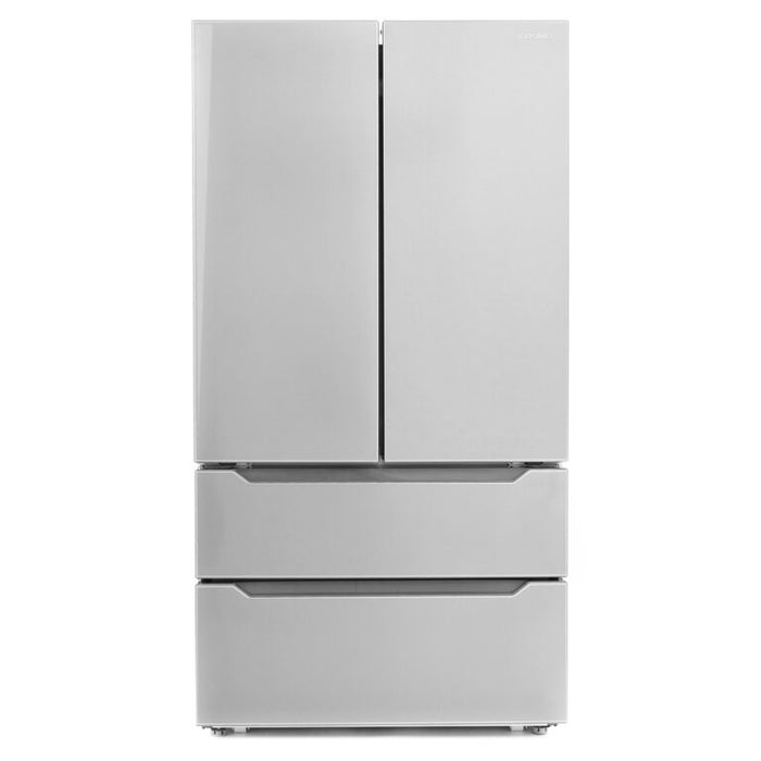 Cosmo Package - 30" Gas Range, Wall Mount Range Hood, Dishwasher, Refrigerator with Ice Maker and Wine Cooler, COS-5PKG-081