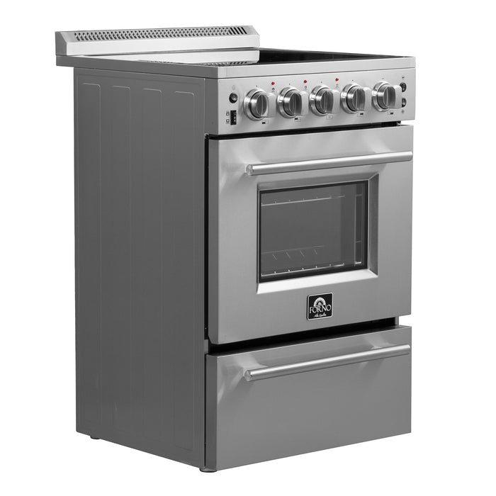 Forno 24" Freestanding Electric Range With 4 Element Burners in Stainless Steel, FFSEL6069-24