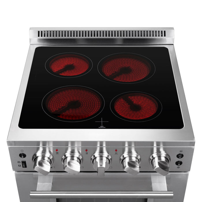 Forno 24" Freestanding Electric Range With 4 Element Burners in Stainless Steel, FFSEL6069-24