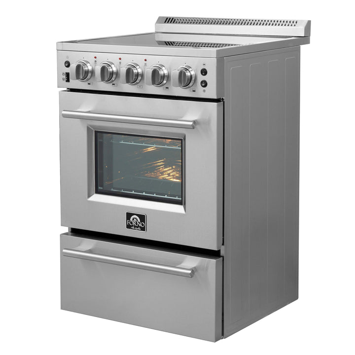 Forno 24" Freestanding Electric Range With 4 Element Burners in Stainless Steel, FFSEL6069-24.