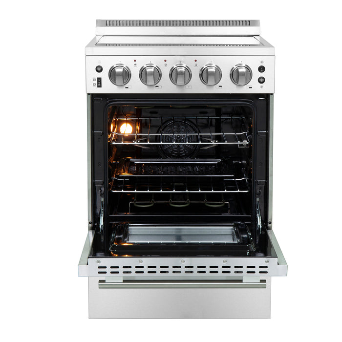 Forno 24" Freestanding Electric Range With 4 Element Burners in Stainless Steel, FFSEL6069-24