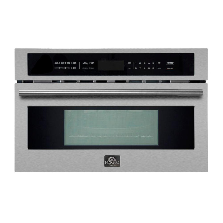 Forno Espresso 30" Built-In Microwave Drawer in Stainless Steel with Silver Handles, FMWDR3000-30.