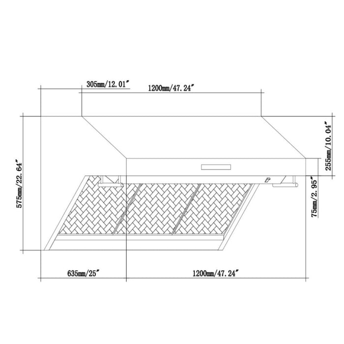 Forno 48" 1,200 CFM Wall Mount Range Hood and Back Splash, FRHWM5029-48HB