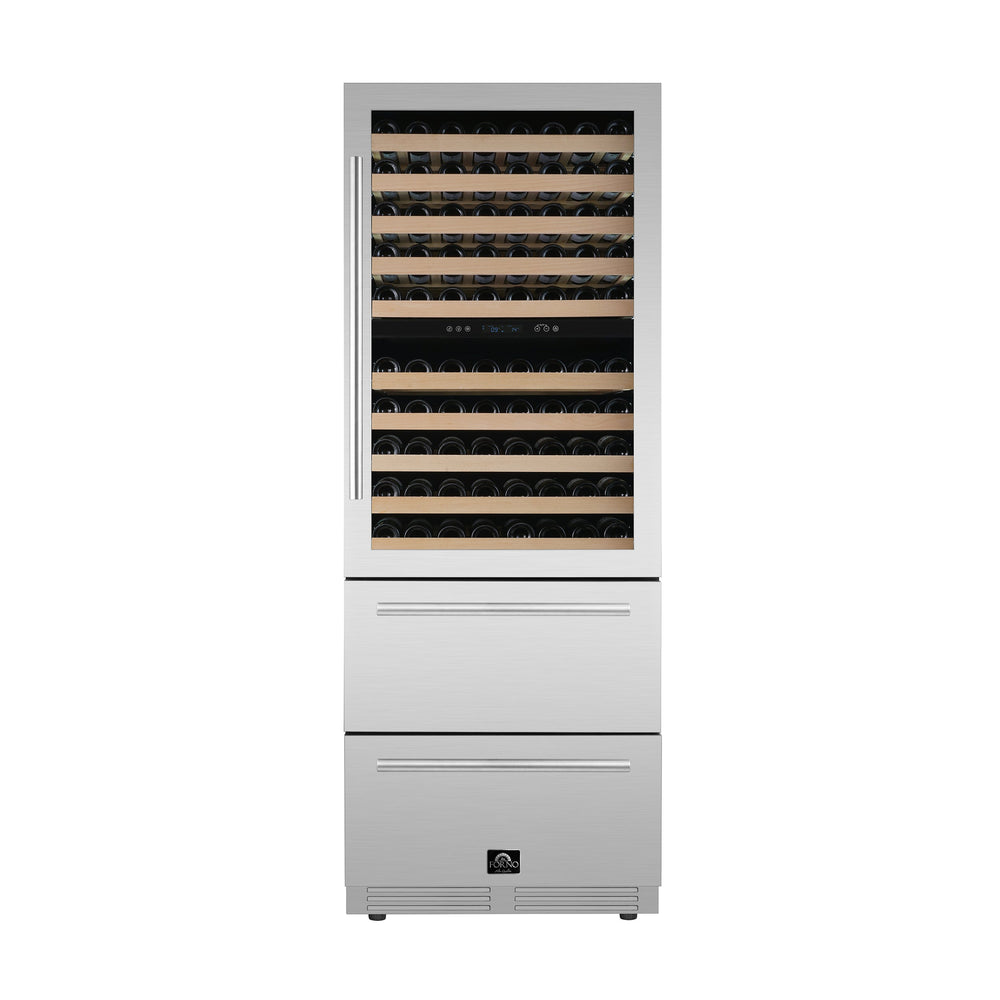 Forno 30" 21.3 cu.ft. 150 Bottle and 252 Can Dual Zone Wine Cooler, FWCDR6697-30S