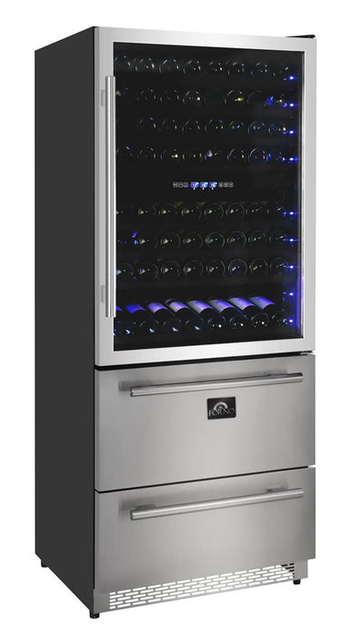 Forno 30 in. 144 Bottle & 200 Can Triple Zone Wine Cooler, FWCDR6661-30S