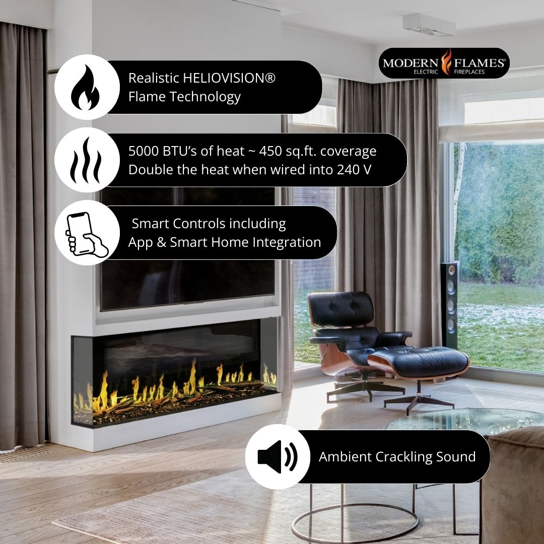 Modern Flames Orion Multi 3-Sided Built-In/Wall-Mounted Electric Fireplace.