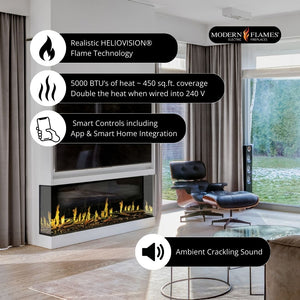 Modern Flames Orion Multi 3-Sided Built-In/Wall-Mounted Electric Fireplace.