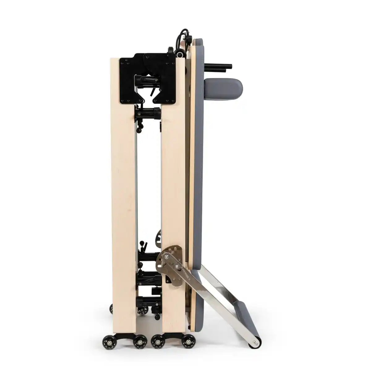Foldable Pilates Reformer Machine: Maple Wood.