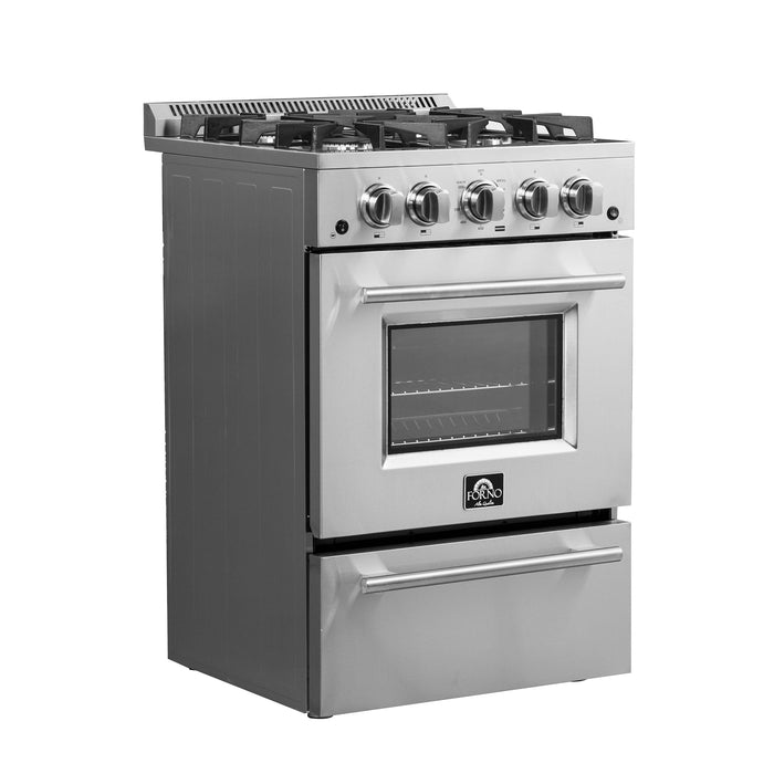 Forno 24" Freestanding Gas Range With 4 Sealed Burners in Stainless Steel, FFSGS6272-24