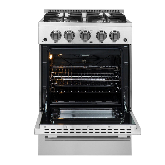 Forno 24" Freestanding Gas Range With 4 Sealed Burners in Stainless Steel, FFSGS6272-24