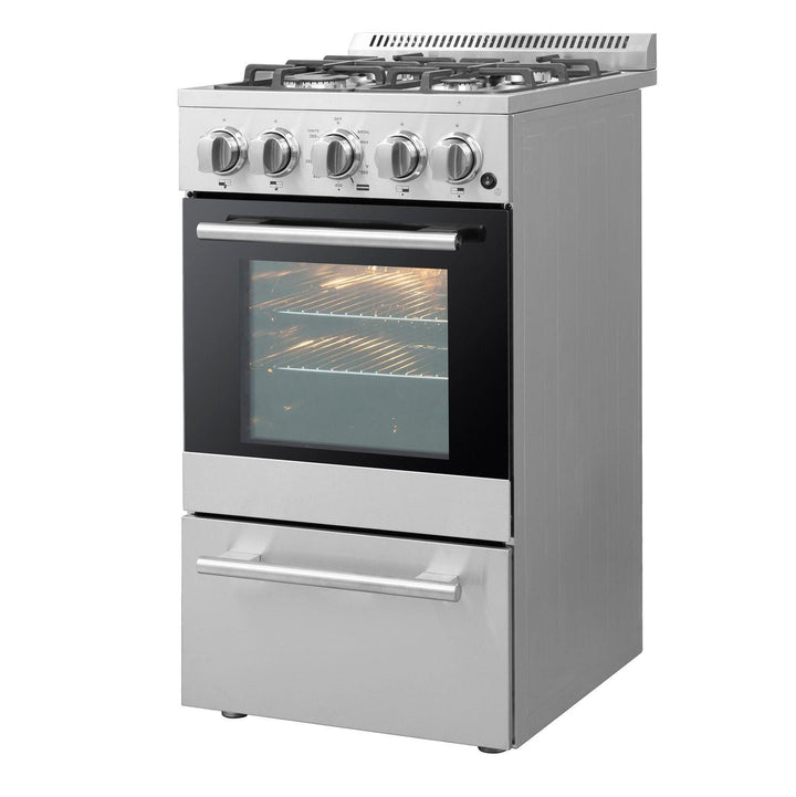 Forno 20" Freestanding Gas Range With 4 Sealed Burners in Stainless Steel, FFSGS6265-20.