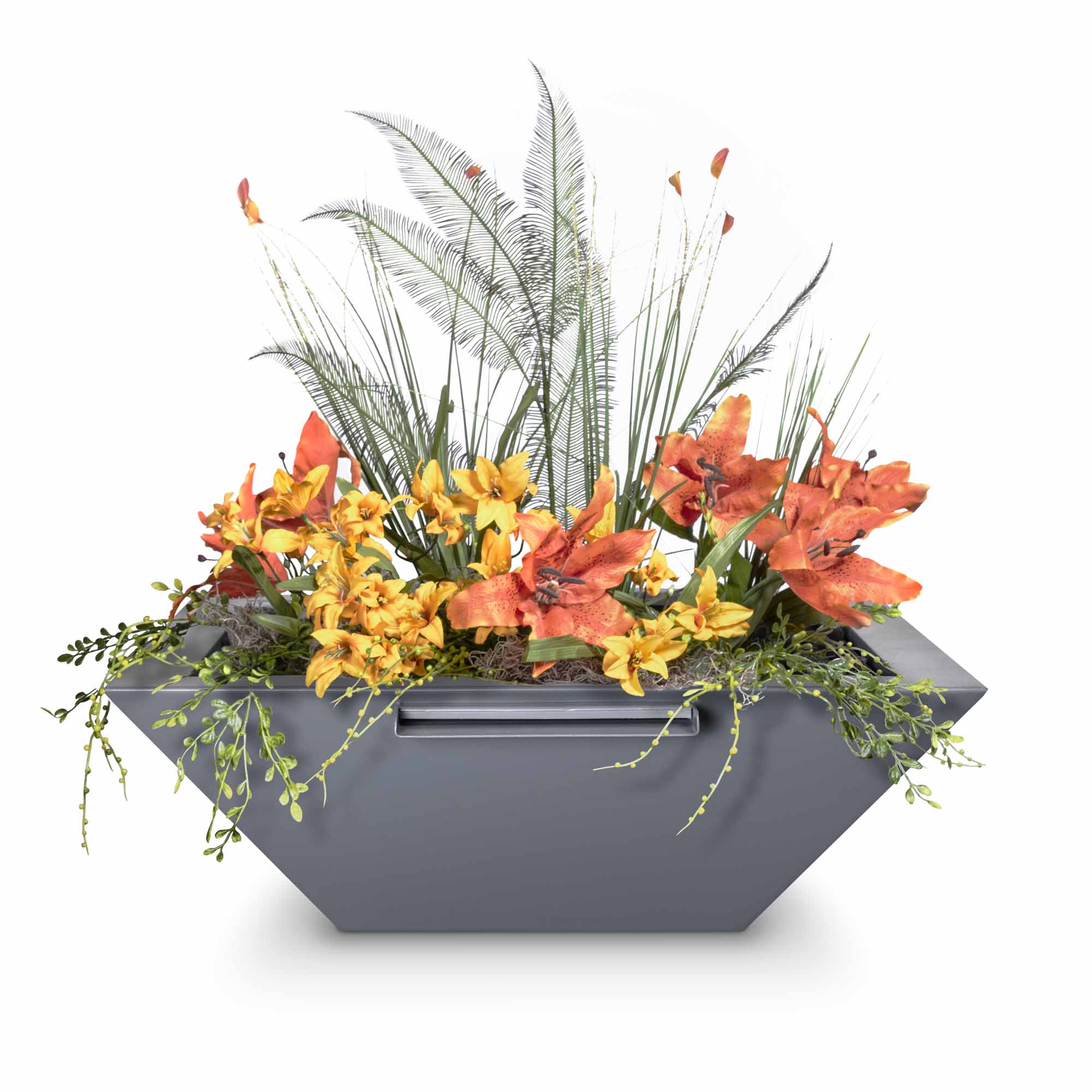 The Outdoor Plus Maya Powdercoated Steel Planter & Water Bowl.