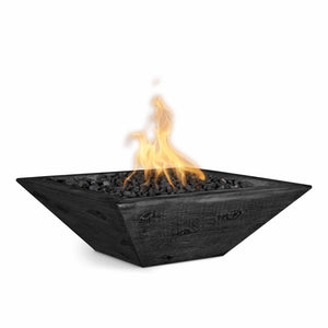 The Outdoor Plus Maya Wood Grain Concrete Fire Bowl.