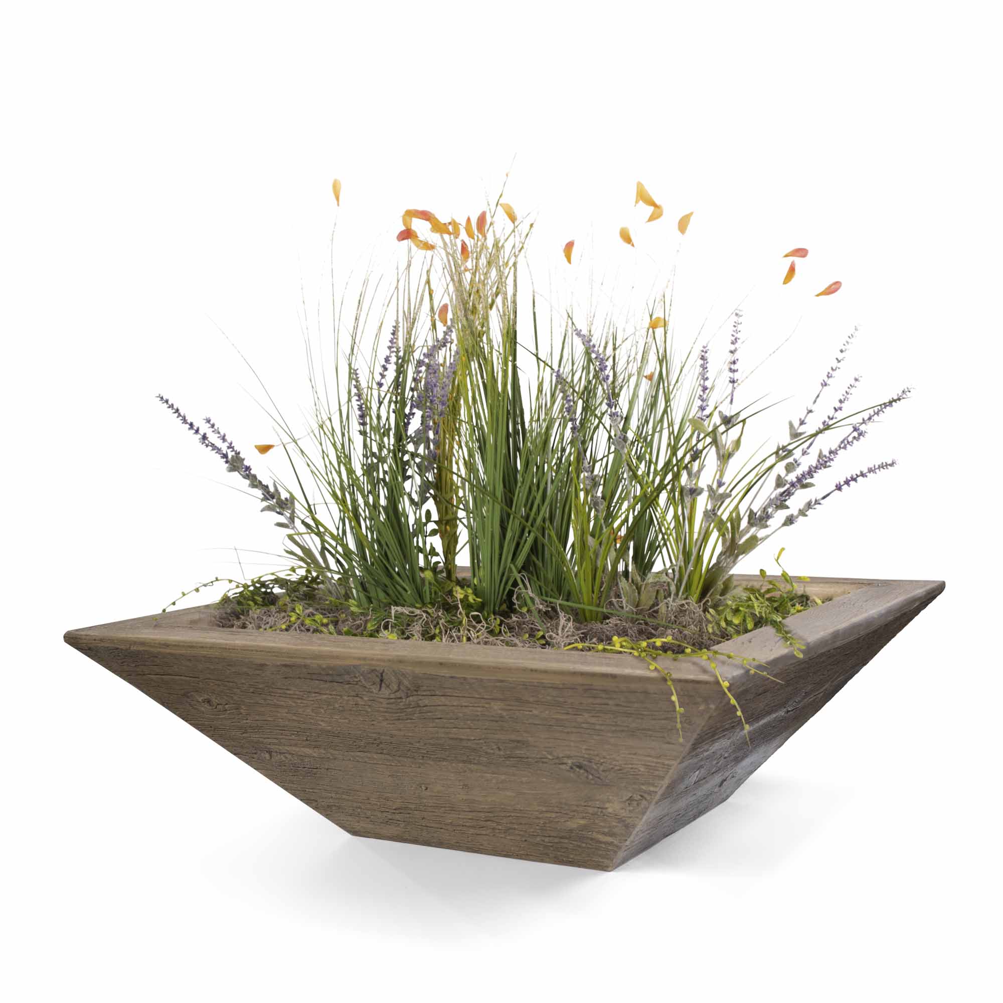 The Outdoor Plus Maya Wood Grain Concrete Planter Bowl.