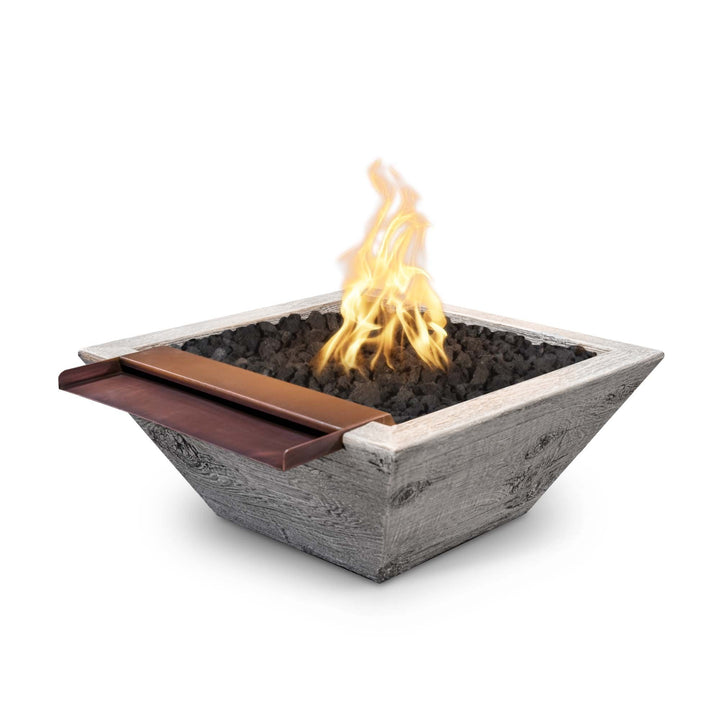 The Outdoor Plus Maya Wood Grain Concrete Fire & Water Bowl - Wide Spill.