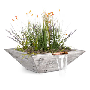 The Outdoor Plus Maya Wood Grain Concrete Planter & Water Bowl.