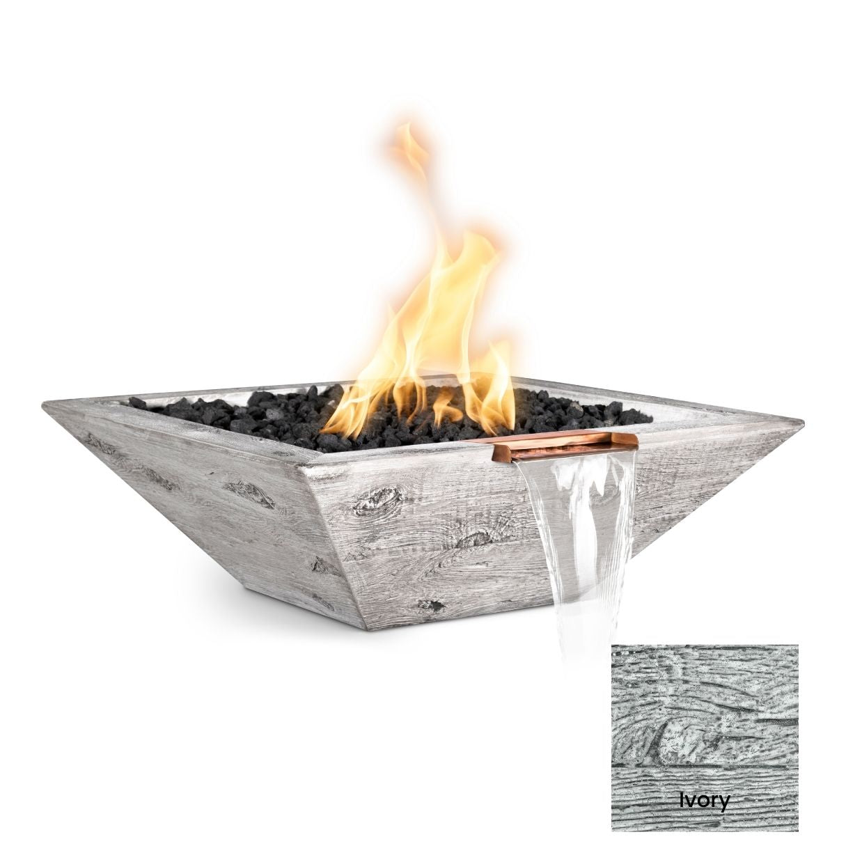 The Outdoor Plus Maya Wood Grain Concrete Fire & Water Bowl.