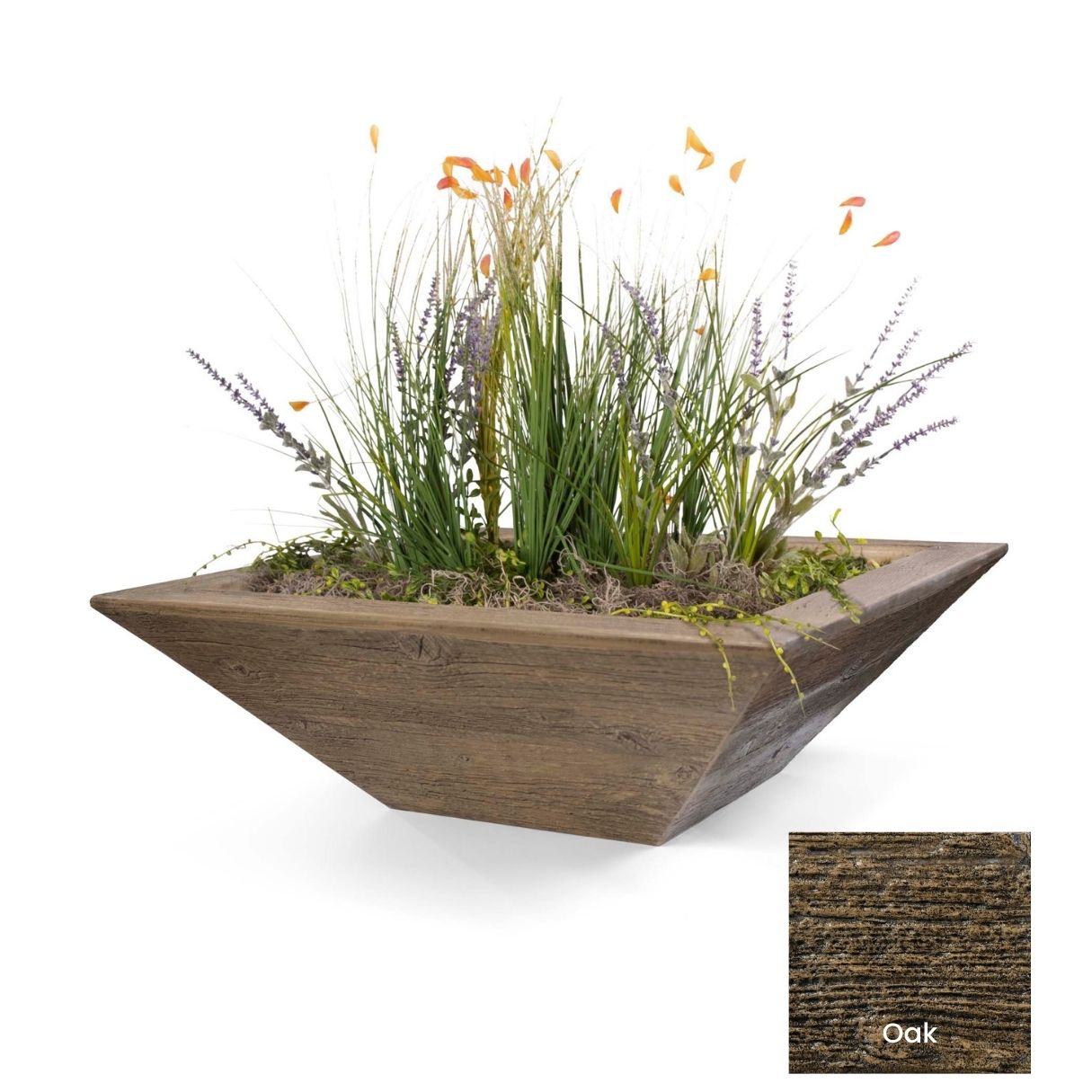 The Outdoor Plus Maya Wood Grain Concrete Planter Bowl.