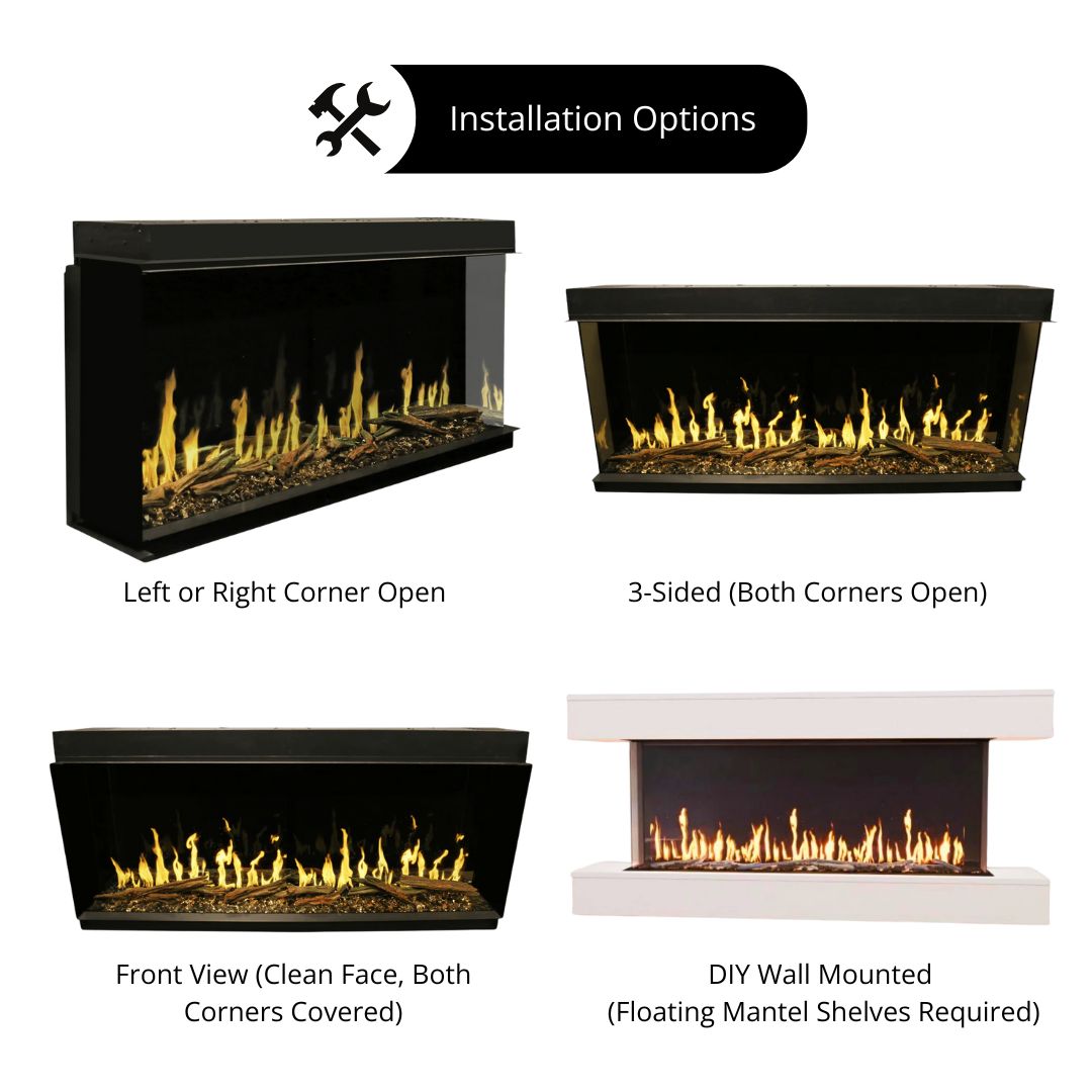 Modern Flames Orion Multi 3-Sided Built-In/Wall-Mounted Electric Fireplace.