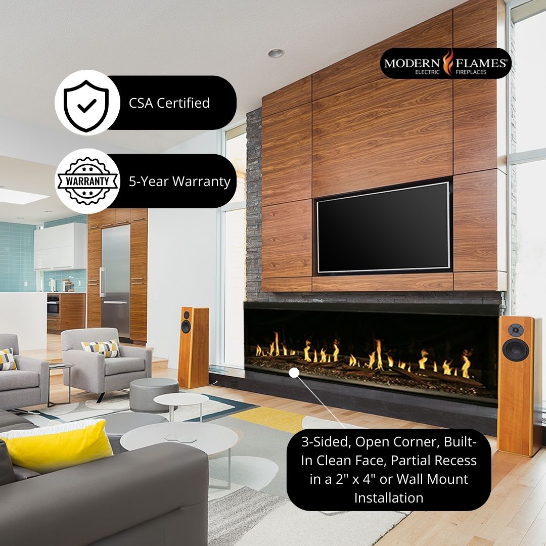 Modern Flames Orion Multi 3-Sided Built-In/Wall-Mounted Electric Fireplace.