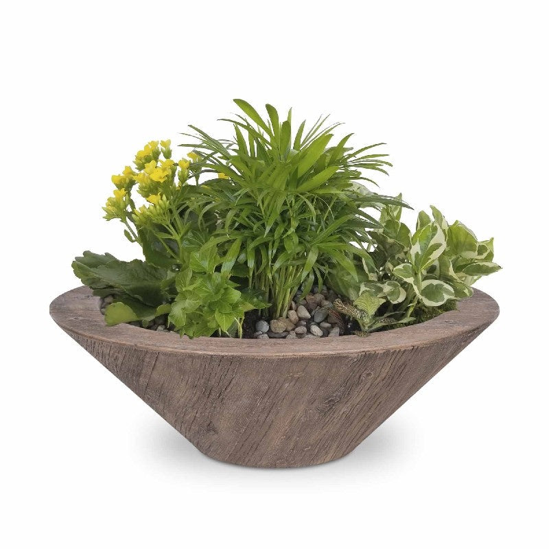 The Outdoor Plus Cazo Wood Grain Concrete Planter Bowl.