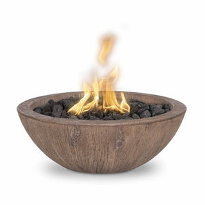 The Outdoor Plus Sedona Wood Grain Concrete Fire Bowl.