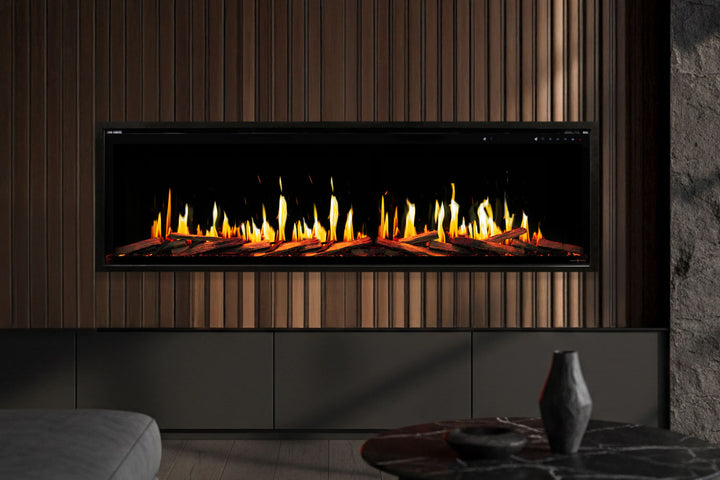 Modern Flames Orion Slim 76" Version 2 Heliovision Virtual Recessed / Wall Mount Electric Fireplace.