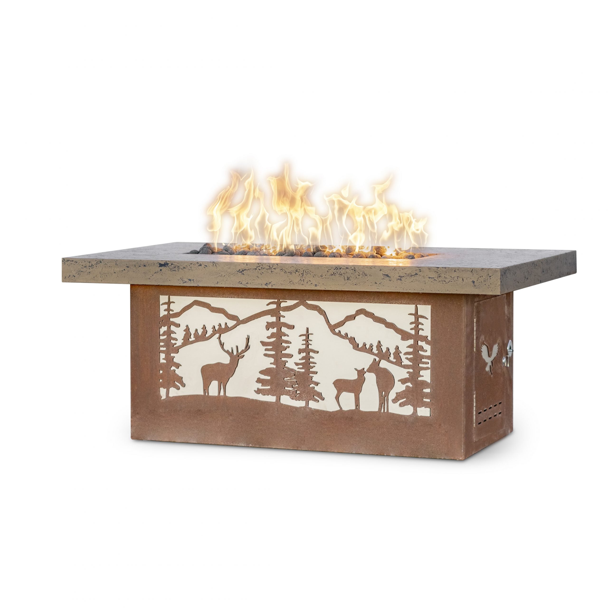The Outdoor Plus Rectangle Outback Fire Pit / Cattle Ranch Design.