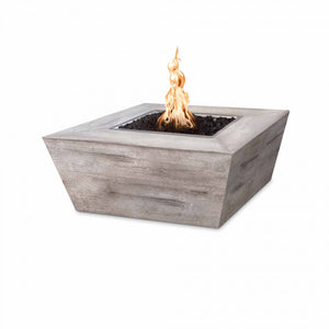 The Outdoor Plus Plymouth Square Wood Grain Concrete Fire Pit.