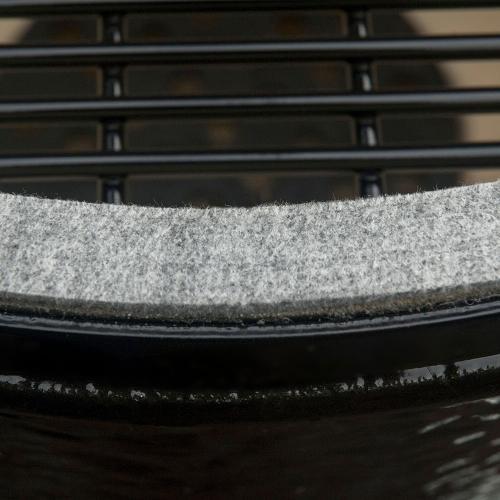 Primo All-In-One Oval Junior 200 Charcoal Ceramic Kamado Grill With Cradle, Side Shelves, And Stainless Steel Grates PGCJRC.