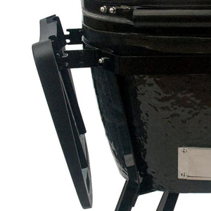 Primo All-In-One Oval Junior 200 Charcoal Ceramic Kamado Grill With Cradle, Side Shelves, And Stainless Steel Grates PGCJRC.
