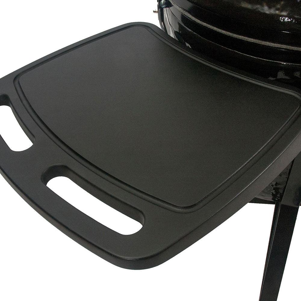 Primo All-In-One Oval Junior 200 Charcoal Ceramic Kamado Grill With Cradle, Side Shelves, And Stainless Steel Grates PGCJRC.