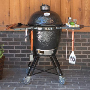 Primo All-In-One Round Charcoal Ceramic Kamado Grill With Cradle & Side Shelves PGCRC.