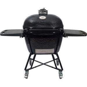 Primo All-In-One Oval XXL Charcoal Ceramic Kamado Grill With Cradle, Side Shelves, And Stainless Steel Grates PGCXXLC.