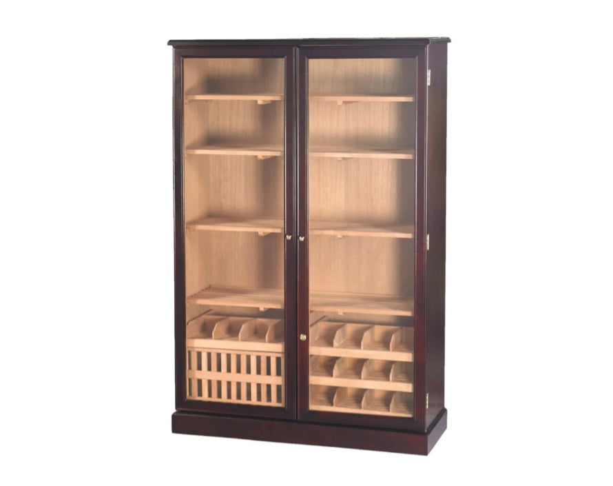 Quality Importers 4000 Ct. Commercial Humidor Cigar Cabinet in Dark Mahogany.