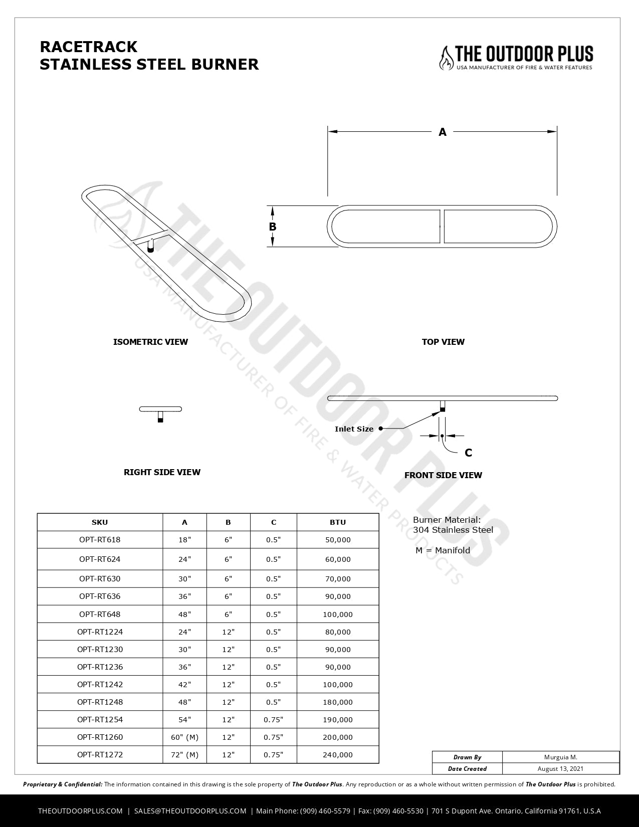 Racetrack Stainless Steel Burner by The Outdoor Plus.