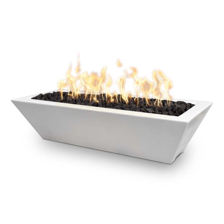 The Outdoor Plus Linear Maya Concrete Fire Bowl.