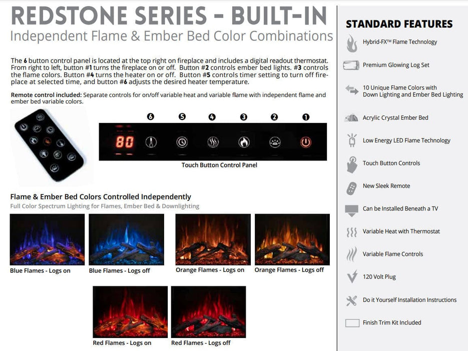 Modern Flames 30" Redstone Traditional Built-In Electric Fireplace RS-3021